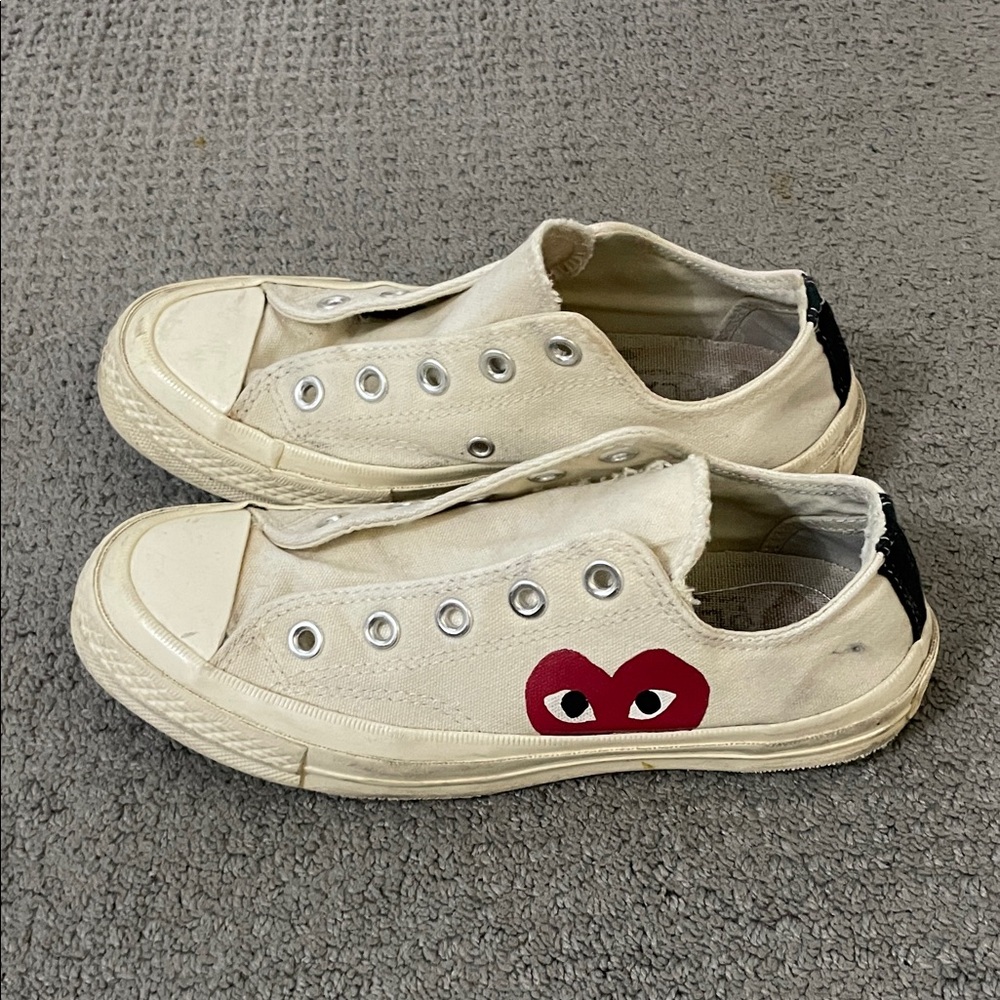 Converse Cream Sneakers with Red Heart